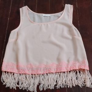 Blush Crop Top with Fringe